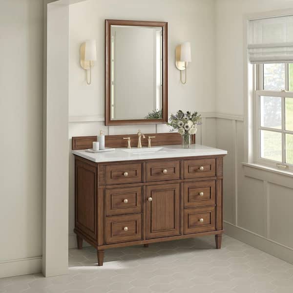 James Martin Vanities Lorelai 48.0 in. W x 23.5 in. D x 34.06 in. H Single Bath Vanity in Mid-Century Walnut with Lime Delight Quartz Top