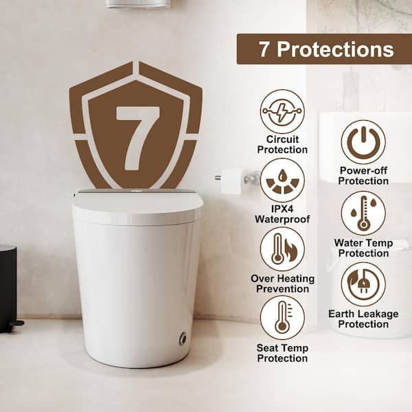 CASAINC Elongated Smart Bidet Toilet with Auto Open/Close Seat, Heated Seat, Foot Sensor, Warm Water & Dryer - 1.28 GPF, White