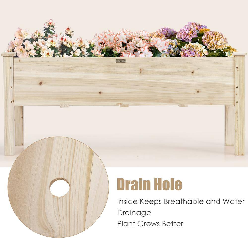 Light Wood Raised Garden Bed Planter Box for Vegetables and Herbs