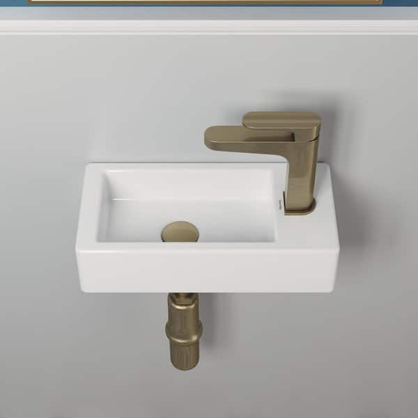DeerValley Liberty Ceramic Handmade Rectangular Wall Mount Bathroom Sink in White