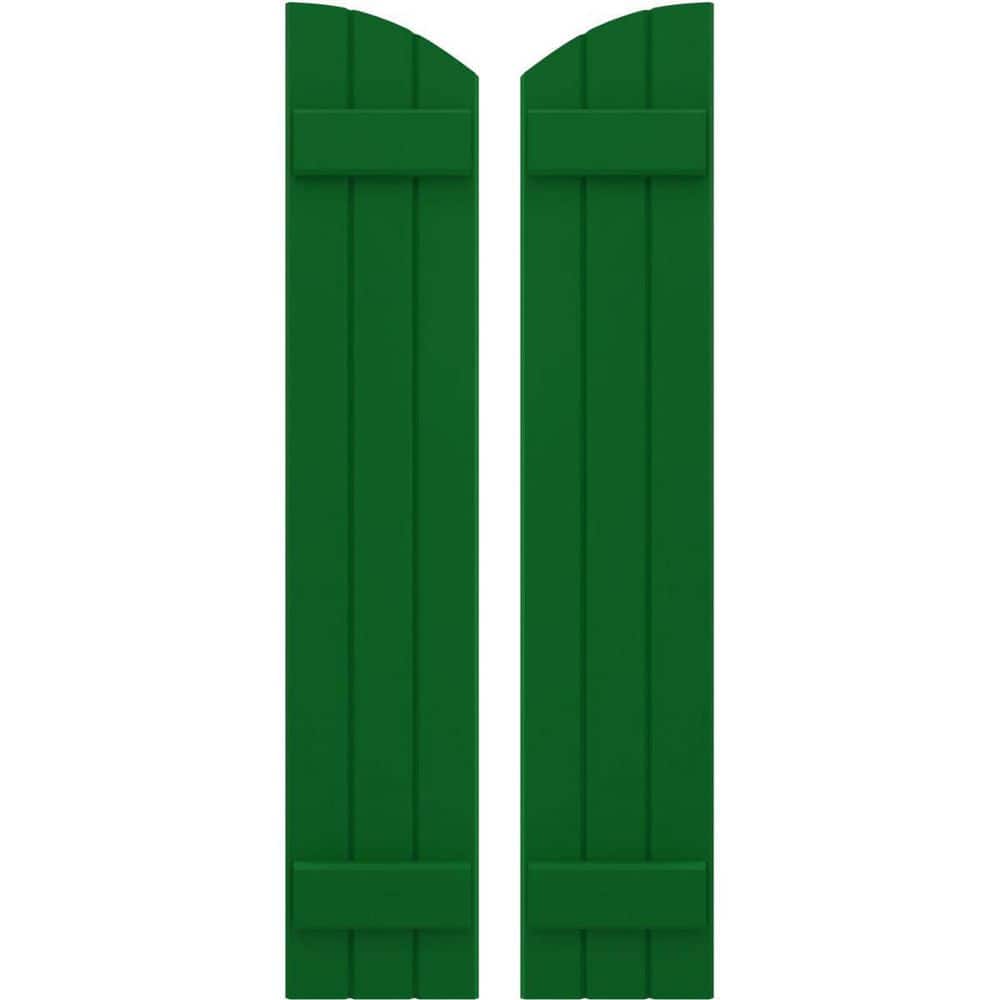 10-1/2 in. W x 72 in. H Americraft Exterior Real Wood Joined Board and Batten Shutters w/ Elliptical Top Viridian Green price history on PriceWatchPro