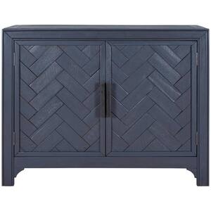 Modern Antique Blue Freestanding Accent Storage Cabinet with 2 Doors and Adjustable Shelves