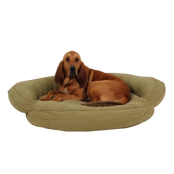 Carolina Pet Company Large Sage Microfiber Quilted Bolster Bed with Moister Protection