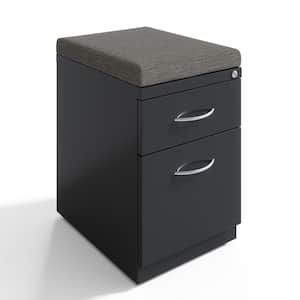 20 in. D 2-Drawer Charcoal/Chinchilla Metal Letter Width 15 in. W Mobile Pedestal File Cabinet Box-File and Seat Cushion