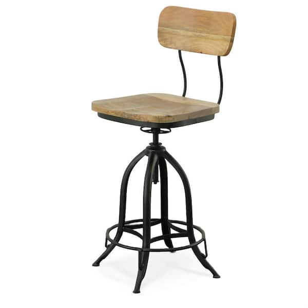 Mason 38.25 Natural/Black with Backrest Adjustable Stool