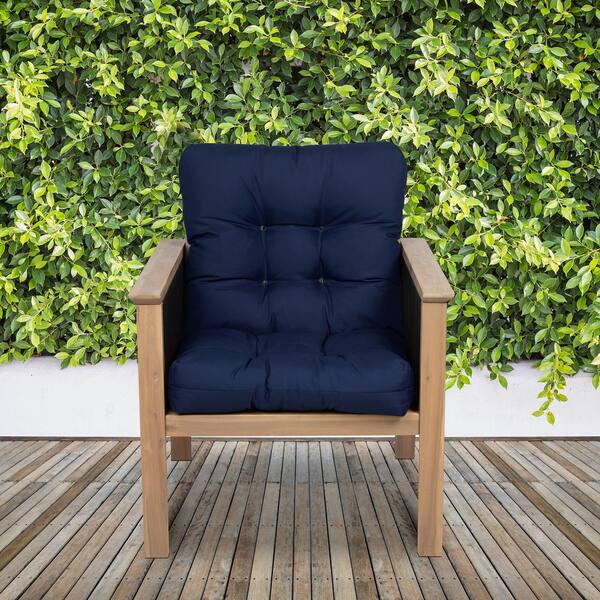 Classic Accessories - Cuscino Per Sedia Da Patio, Blu Navy, Dimensioni 21x19x22,5 Cm, Imbottito In Poliestere, Con Fibbie E Cinghie Regolabili, Impermeabile