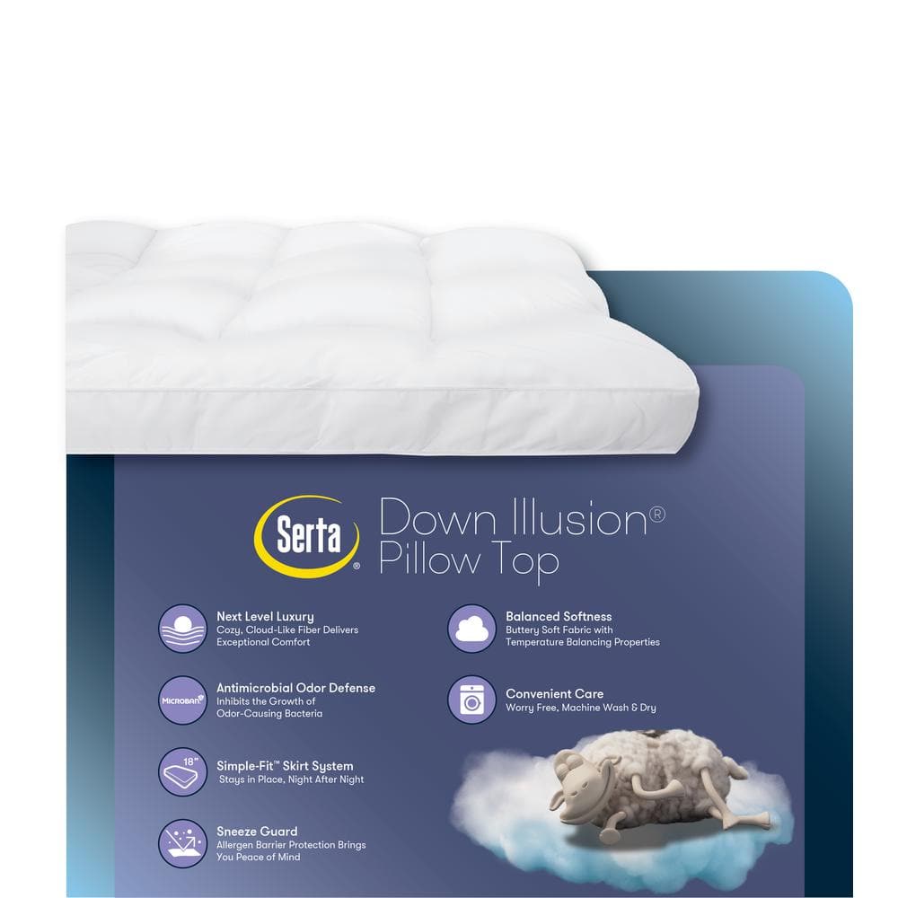 Queen White Down Alternative Pillowtop Mattress Topper