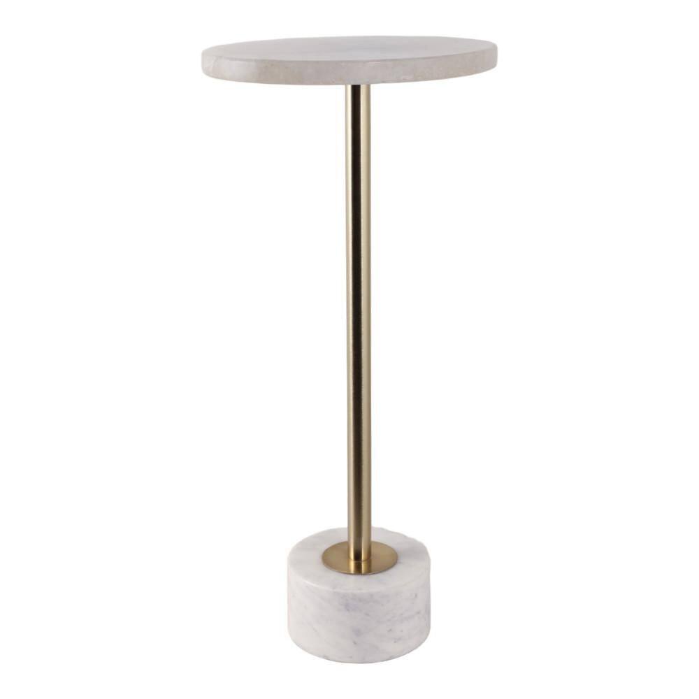 10 in. Pink Round Stone Top Quartz Iron Base End Table - thumbnail 4