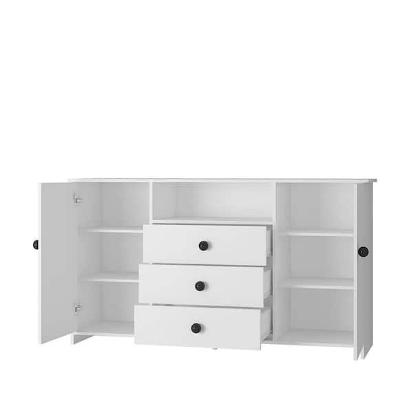 47 in. W x 15.7 in. D x 30 in. H Bathroom White Linen Cabinet 2023-12 ...