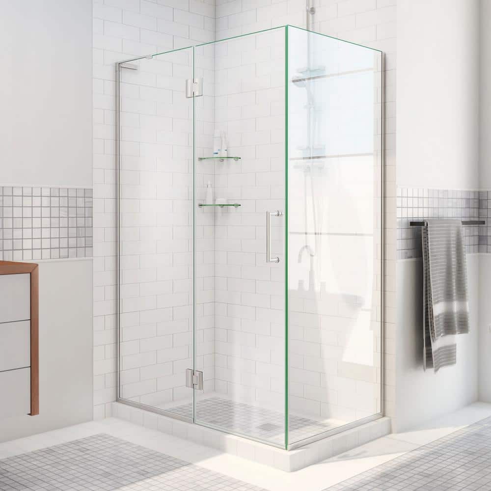 Unidoor-X 30-3/8 in. W x 34 in. D x 72 in. H Frameless Hinged Shower Enclosure in Brushed Nickel price history on PriceWatchPro