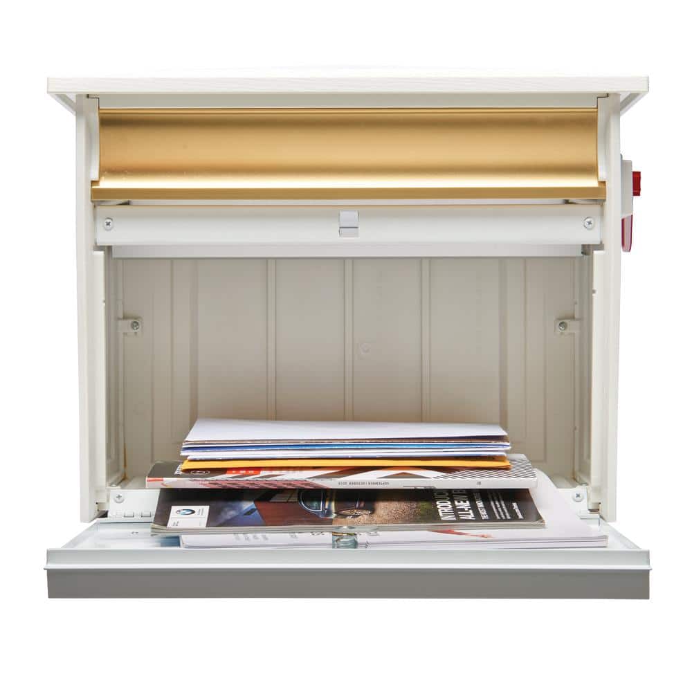 Medium White Aluminum Locking Wall Mount Mailbox