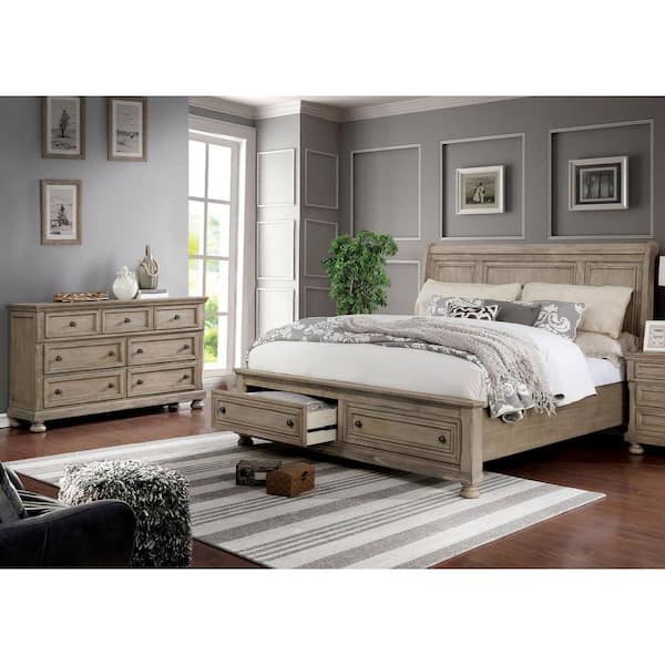 Kapriella 2-Piece Gray Wood Queen Bedroom Set 2-Foot drawers and Dresser