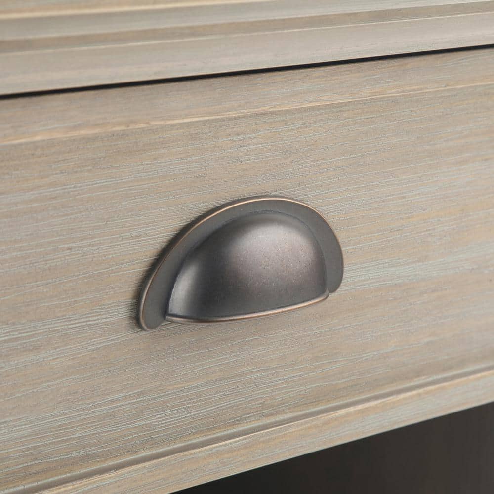 Distressed Grey Solid Pine 1-Drawer Bedside Table with Open Storage
