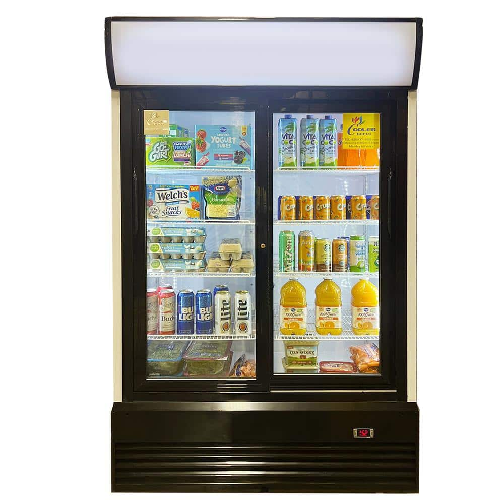 Cooler Depot 18 cu. ft. Commercial Slim Narrow Upright Display Refrigerator  2-Glass Door Beverage Cooler in Black dxxlgs-650w - The Home Depot