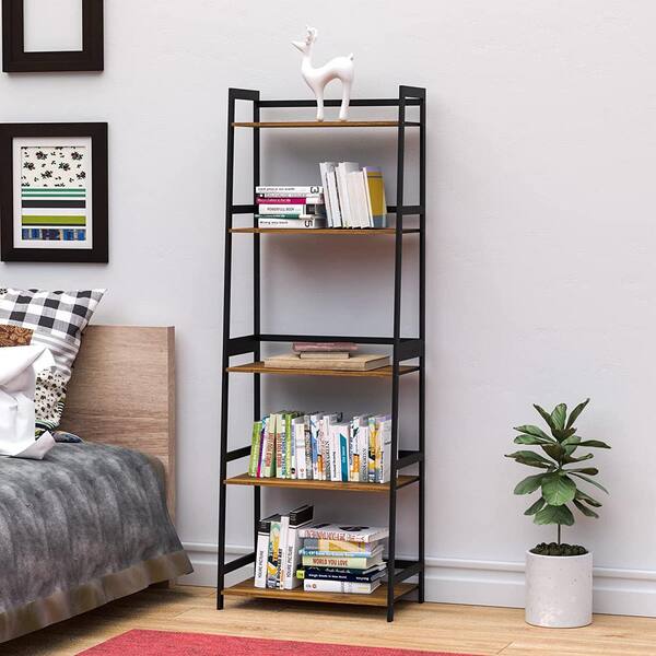 Ladder orders Shelf, 5 Tier Modern Bookcase, Multifunctional Bookshelf, Brown