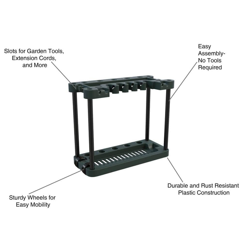 Portable Green Plastic Rolling Garden Tool Organizer