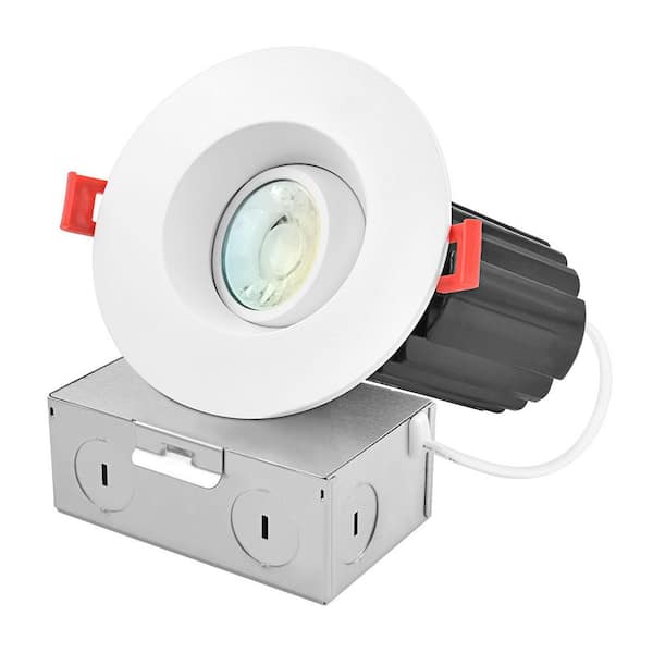 3 in. Integrated LED Recessed Light J-Box Gimbal 5CCT 12W 900LM Dimmable Directional LED Downlight IC Rated ETL