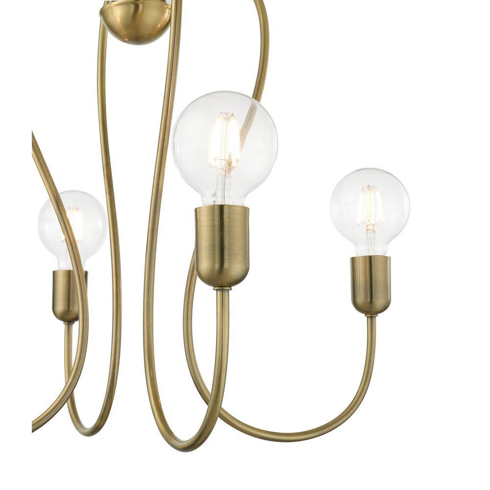 Antique Brass 4-Light Mini Chandelier with Crystal Accents