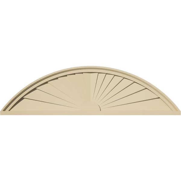 46 in. W x 12-1/2 in. H x 2 in. P Segment Arch Sunburst Signature Urethane Pediment, Primed Tan