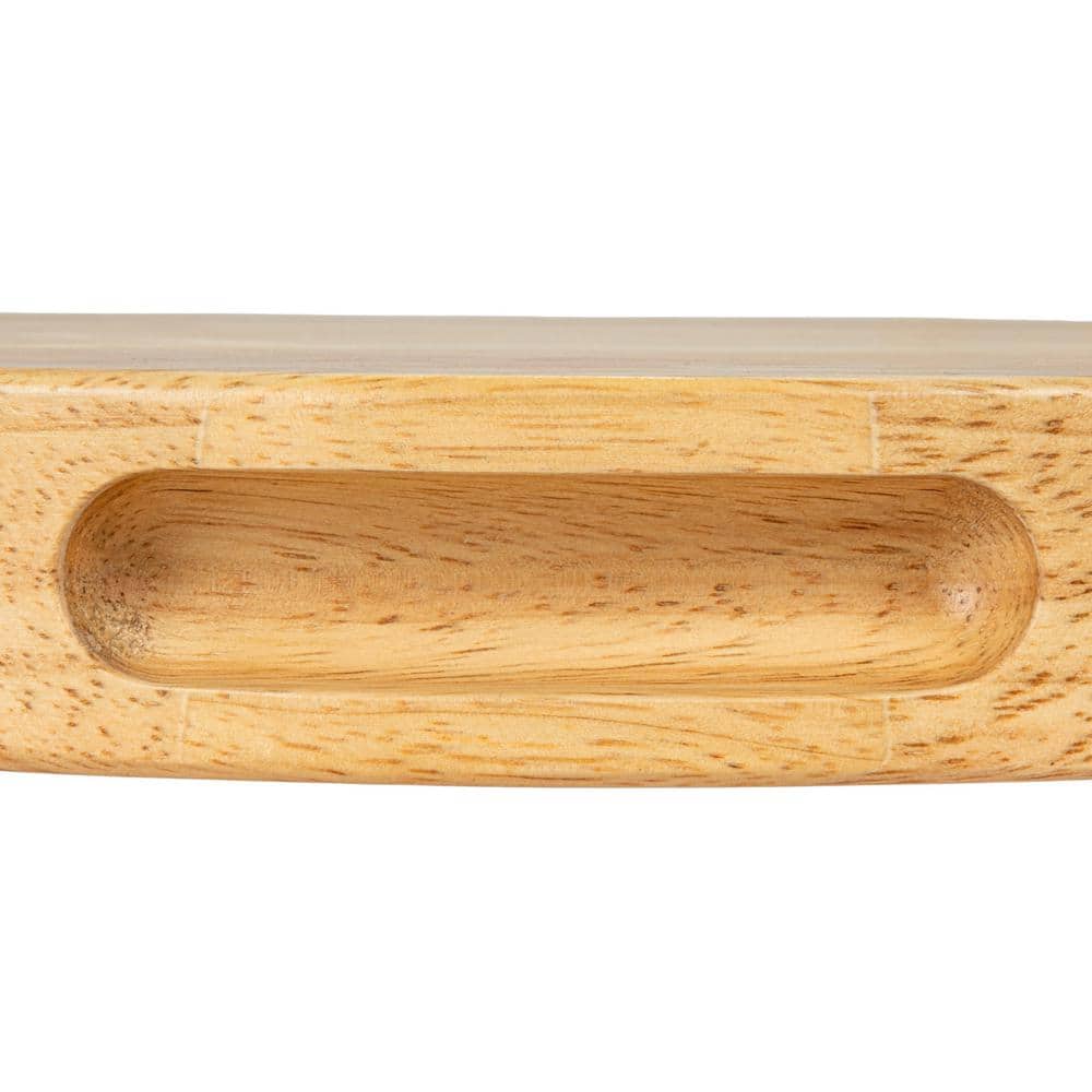 Natural Rubberwood Round Cheese and Cutting Board with Handles