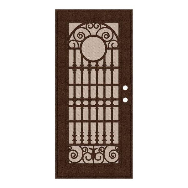 Unique Home Designs 36 in. x 80 in. Spaniard Copperclad Left-Hand Surface Mount Aluminum Security Door with Desert Sand Screen