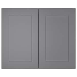 30-in. W x 24-in. D x 24-in. H in Shaker Grey Plywood Ready to Assemble Wall Bridge Kitchen Cabinet with 2 Doors