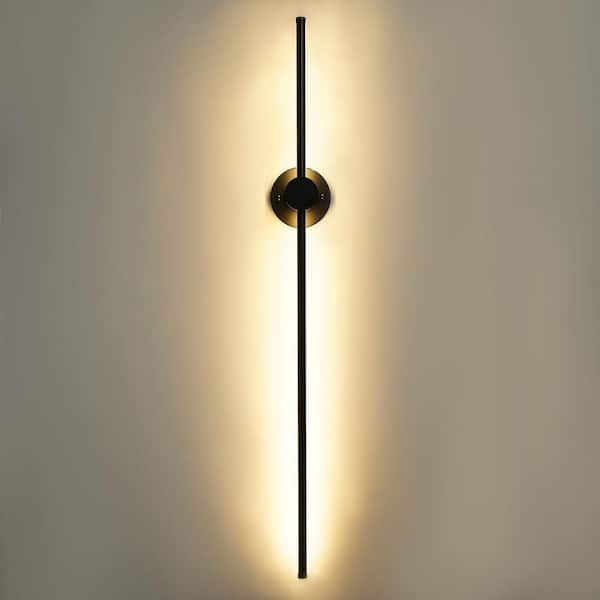 1-Light Black Modern Linear LED Wall Sconce Wall Lamp for Bedroom Living Room (Warm Light)