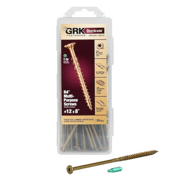 GRK Fasteners #12 x 8 in. Star Drive Torx Bugle Head R4 Multi-Purpose Wood Screw (25-Packs)