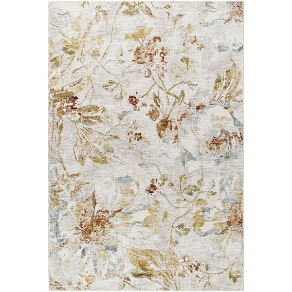 Roseanne Light Gray Cottage Floral 10 x 13 Area Rug