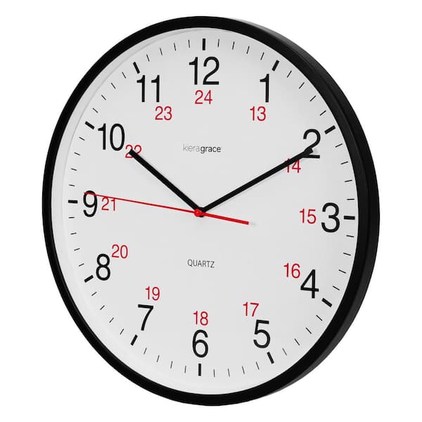 Kiera Grace Synchro Silent Wall Clock 12 Inch 3/4 Inch Deep Black AZ Home and Gifts HO87504-4