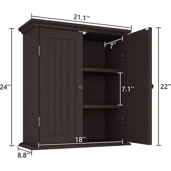 Gymax 14 in. W Cabinet Wall Mount Medicine Cabinet Multifunction