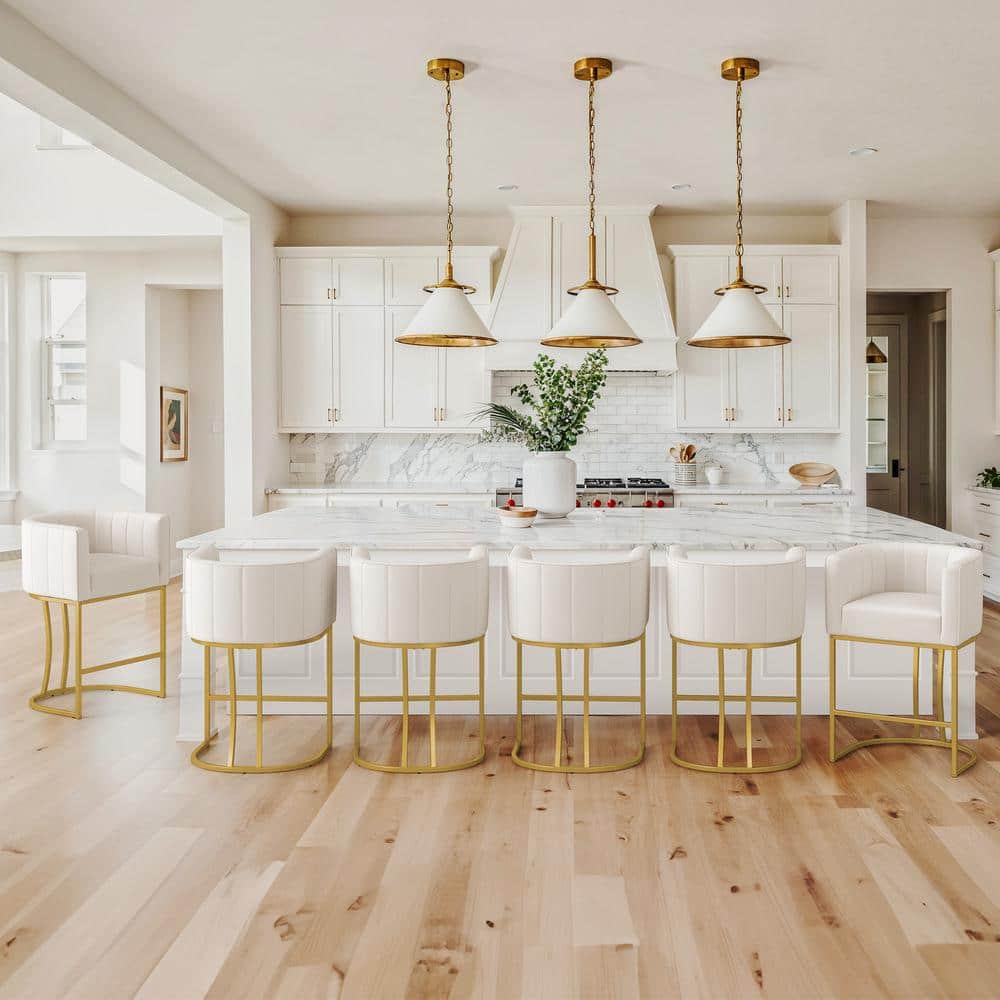 LUE BONA Siska 26 Beige Fabric Upholstered Counter Stool