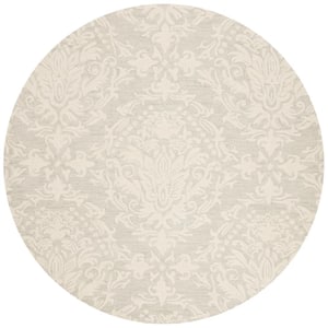 Blossom Sage/Ivory 4 ft. x 4 ft. Geometric Diamond Floral Round Area Rug