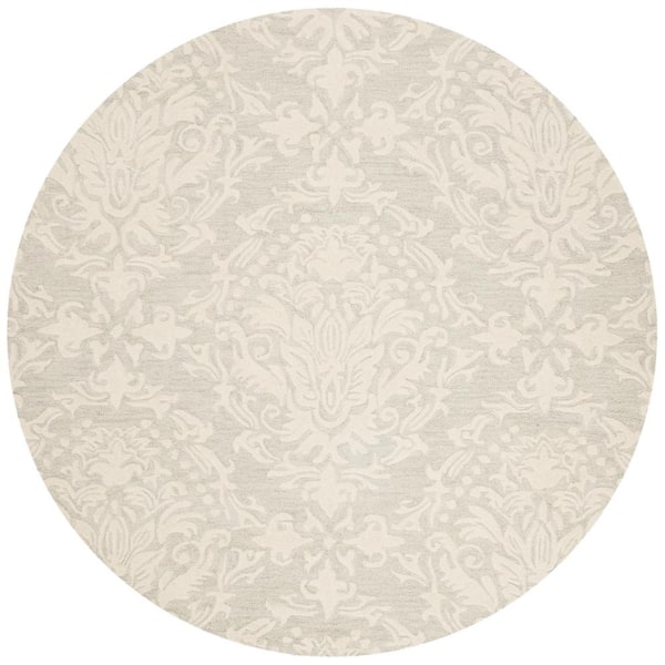 SAFAVIEH Blossom Sage/Ivory 4 ft. x 4 ft. Geometric Diamond Floral Round Area Rug