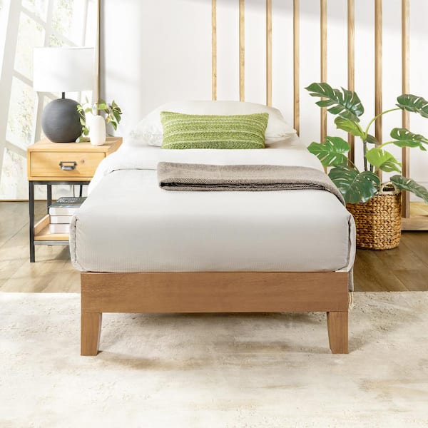 best price mattress Naturalista Grand 12 in. Natural Pine Twin Solid Wood Platform Bed with Wooden Slats