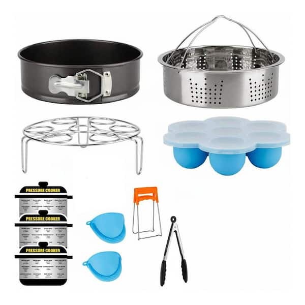 12-Piece Stainless Steel Silicone Pressure Cooker Accessories Set Silver Multi-Function Steaming Baking Kit