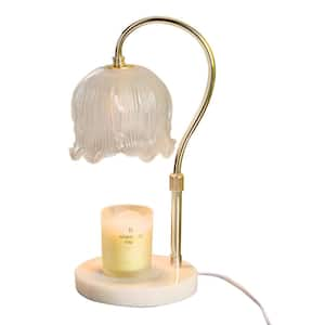 16.3 in. Modern Melting Wax Lamp Table Lamp with White Glass Shade and White Marble Base (GU10 Bulb Included)