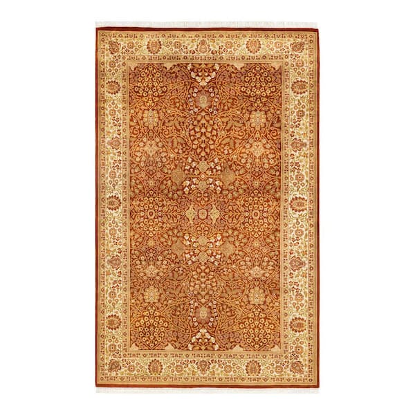 Mogul Traditional Orange 5 ft. 1 in. x 8 ft. 3 in. Oriental Area Rug