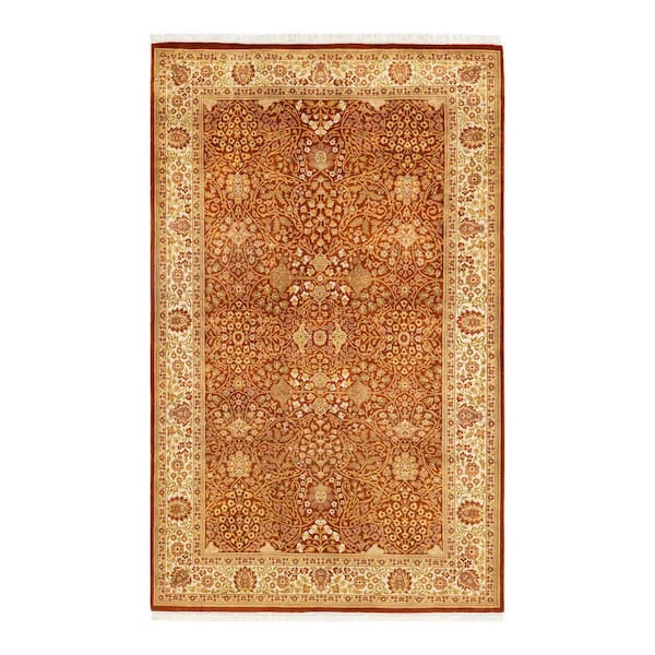 Mogul One-of-a-Kind Traditional Orange 5 ft. 1 in. x 8 ft. 3 in. Oriental Area Rug