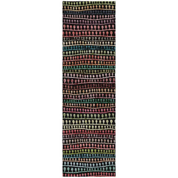 Dream Shag Premium Machine Washable Abstract ADS823 Black 2 ft. x 7 ft. Runner Rug