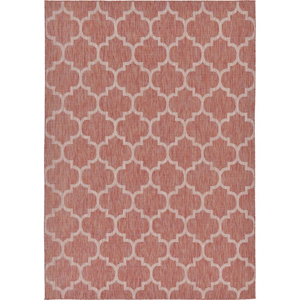Unique Loom Outdoor Trellis Rust Red 8' 0 x 11' 4 Area Rug