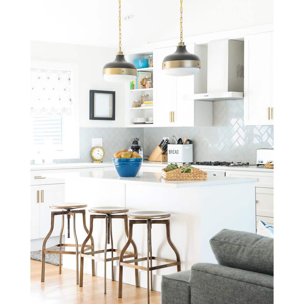 Cadence 2-Light Dark Antique Brass and Matte Black Pendant