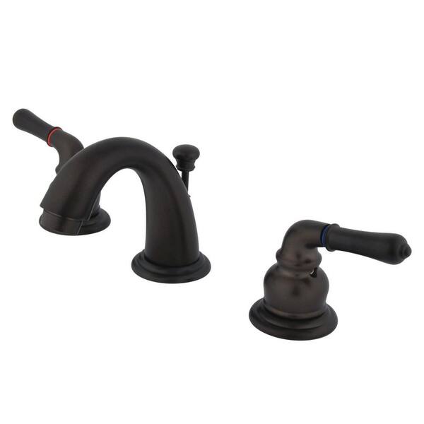 Kingston Brass Magellan 2-Handle 8 in. Widespread Bathroom Faucets with Plastic Pop-Up in Oil Rubbed Bronze