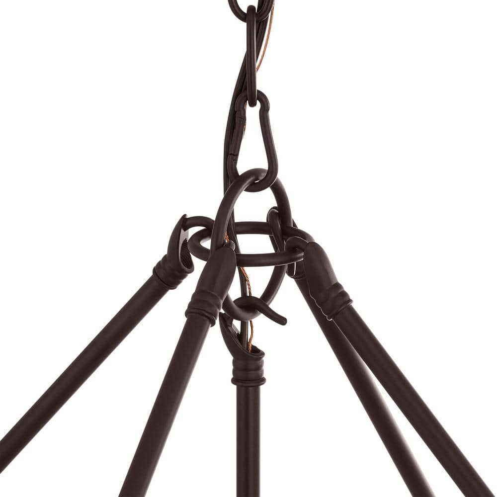 Bronze Rectangular Metal Chandelier with Clear Glass Shades