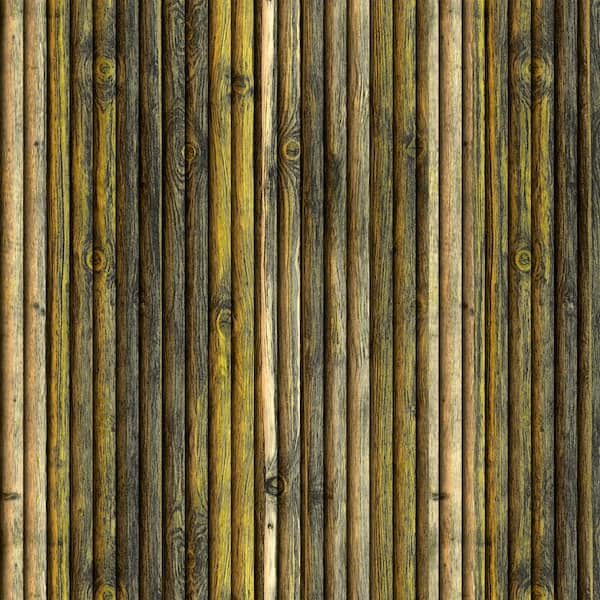 Dundee Deco AZ-W0444 Distressed Wood Brown, Beige Cut Logs Peel