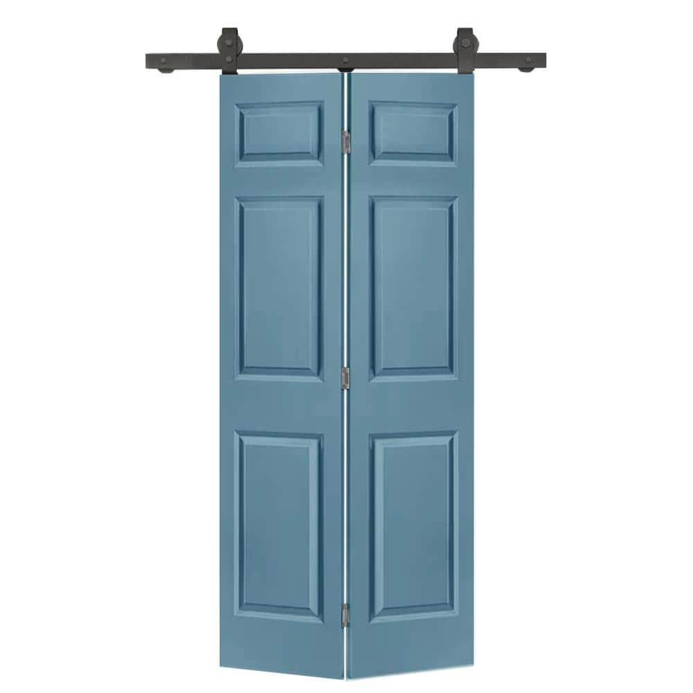 CALHOME 24 In X 84 In 6 Panel Dign Blue Painted MDF Hollow Core   Dignity Blue Calhome Bifold Doors Bifold 1100 2 Top Bf 6panel 84x24bp 64 1000 