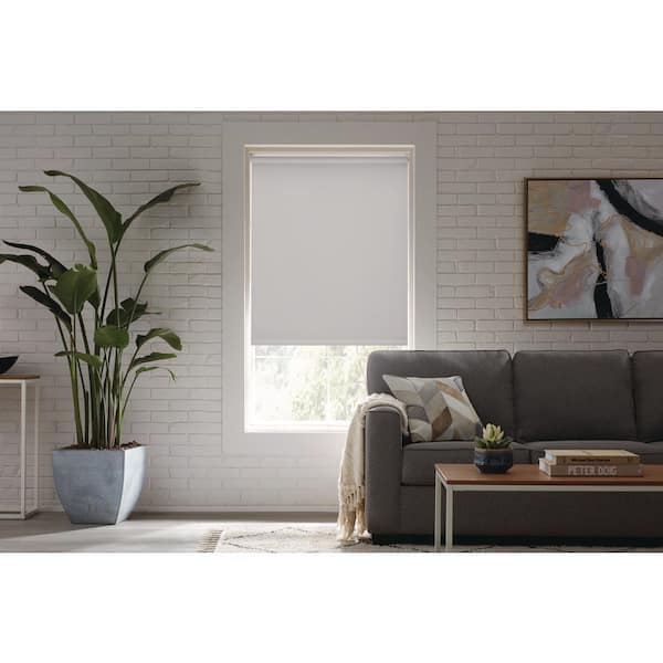 StyleWell Cut-to-Size White Cordless Blackout Fabric Roller Shade 73.25 in. W x 72 in. L