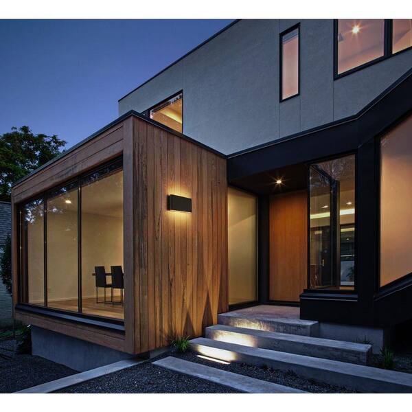 5 in. Black Outdoor Hardwired Wall Sconce with Integrated LED