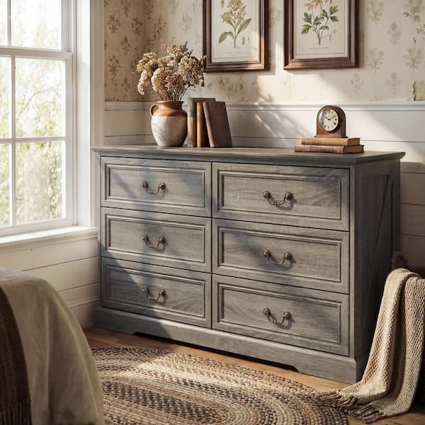 6 drawer grey dresser for bedroom Amazon.com: Grey Dresser for Bedroom with 6 Drawers, 47" Wide Modern Dressers