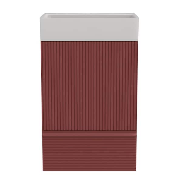20 in. W x 14 in. D x 34 in. H Single Sink Freestanding Bath Vanity in Red with White Ceramic Top